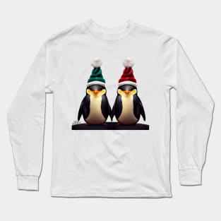 Couple of cute Christmas Penguins Long Sleeve T-Shirt